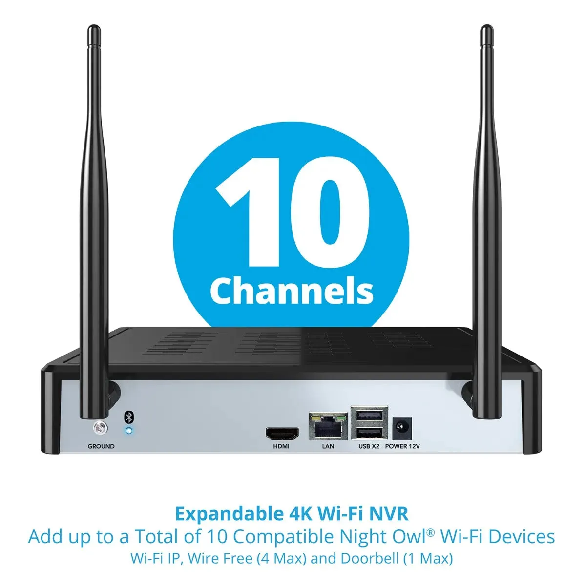 10 Channel 4K Bluetooth Wi-Fi NVR with 1TB Hard Drive and 3 Wire Free (Battery) 1080p Spotlight Cameras with 2-Way Audio and Audio Alerts and Sirens
