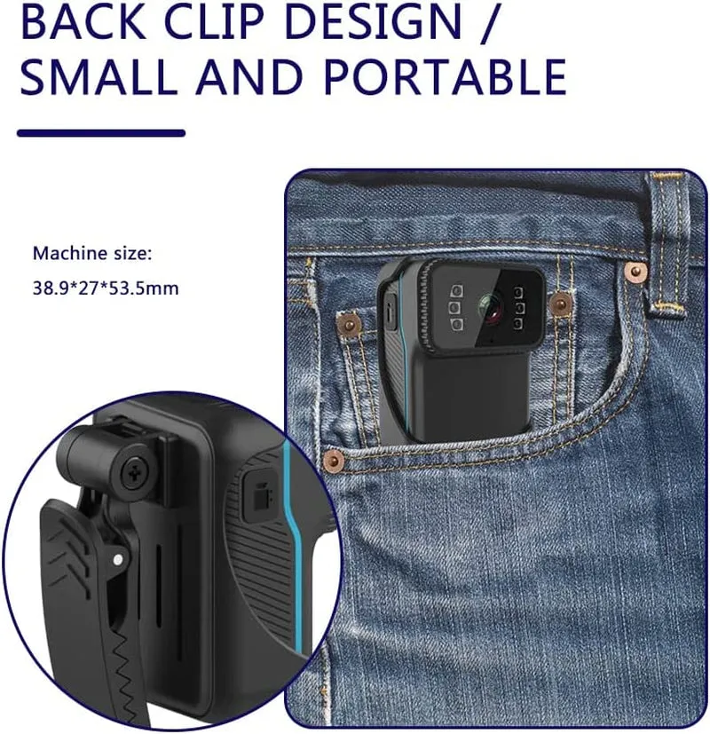 1080P Wifi Body Worn Camera with Audio and Video Recording, Waterproof Wearable Cam with Night Vision, Mini Chest Video Recorder for Law Enforcement/Riding/Delivery(64G Card Included)