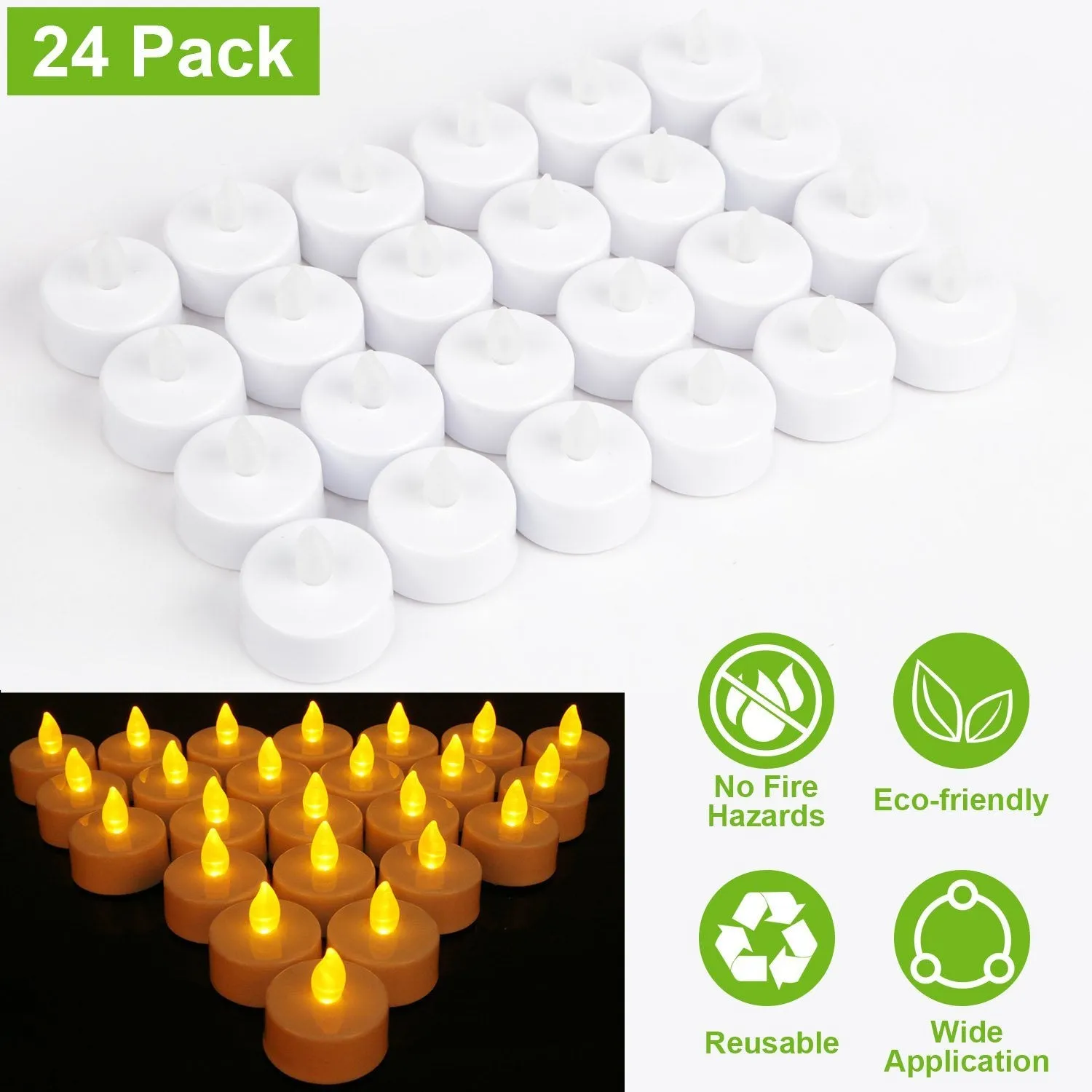 24-Piece: Flameless LED Tealight Candles