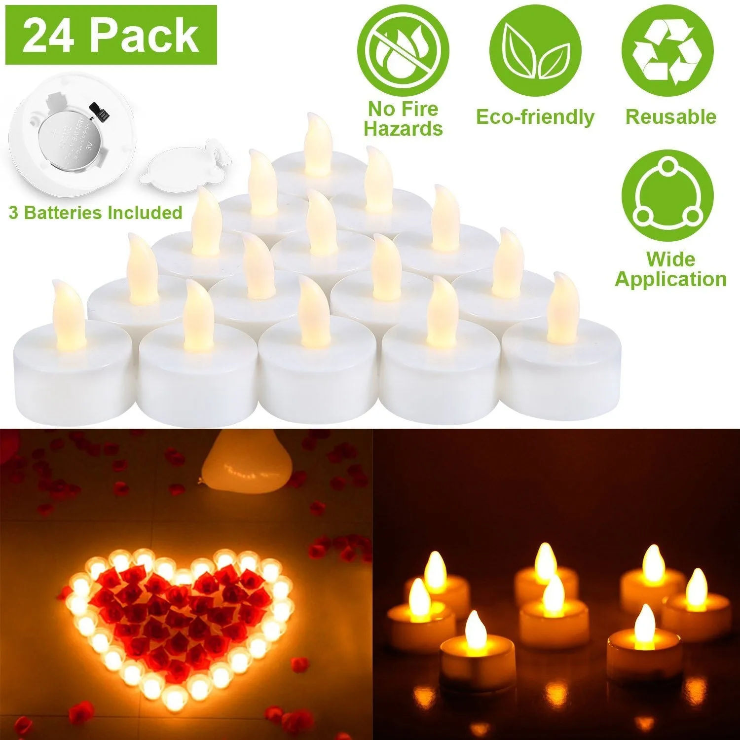24-Piece: Flameless LED Tealight Candles