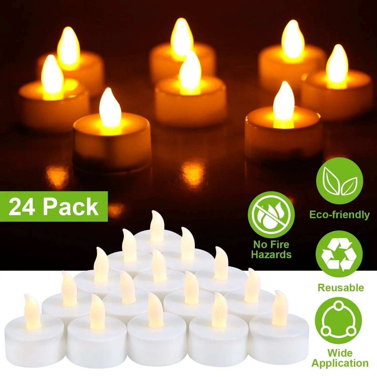 24-Piece: Flameless LED Tealight Candles