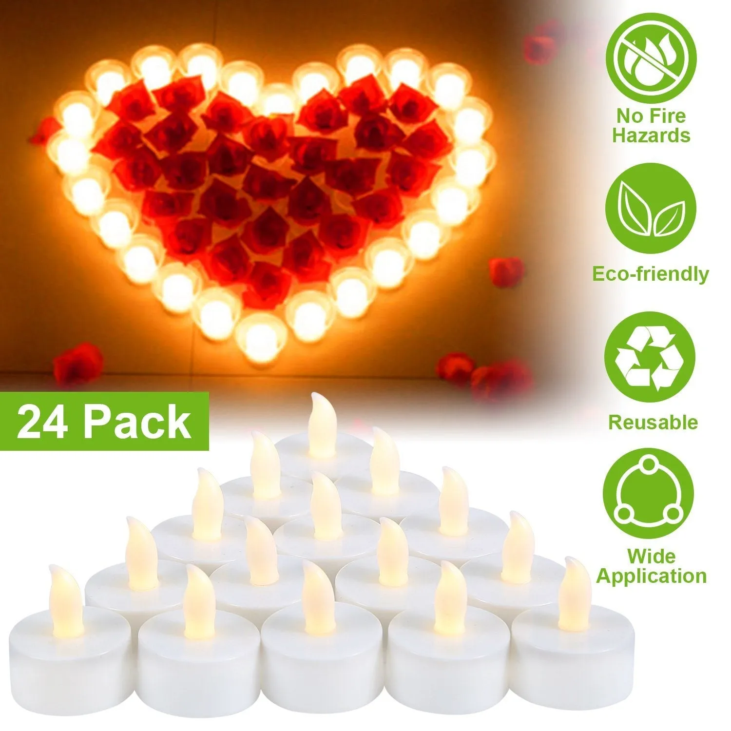 24-Piece: Flameless LED Tealight Candles