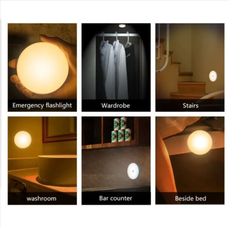 2Pcs Led Magnetic Rechargeable Night Light Wh-W001