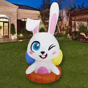 4 Feet Winking Bunny Inflatable Easter Bunny Blowup Outdoor Toys with Build-in LEDs Yard Lawn Garden Decorations