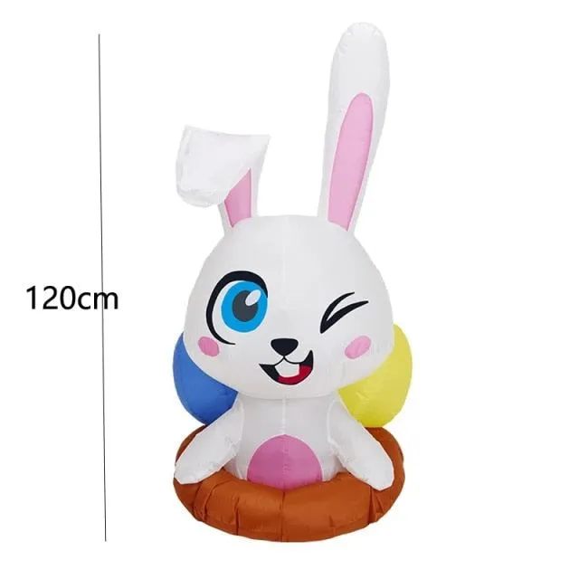 4 Feet Winking Bunny Inflatable Easter Bunny Blowup Outdoor Toys with Build-in LEDs Yard Lawn Garden Decorations