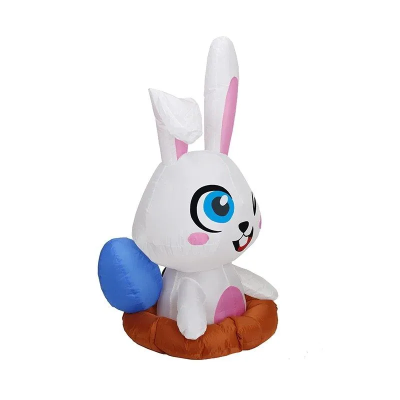 4 Feet Winking Bunny Inflatable Easter Bunny Blowup Outdoor Toys with Build-in LEDs Yard Lawn Garden Decorations