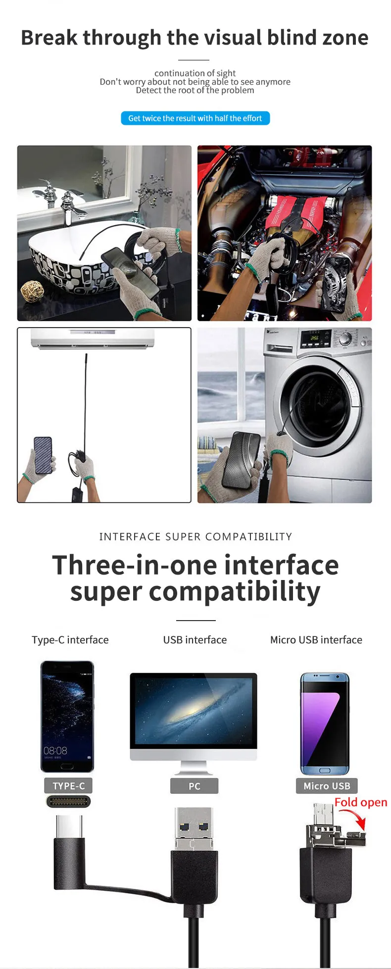 5M 3-In-1 Android Endoscope Camera Ad-594