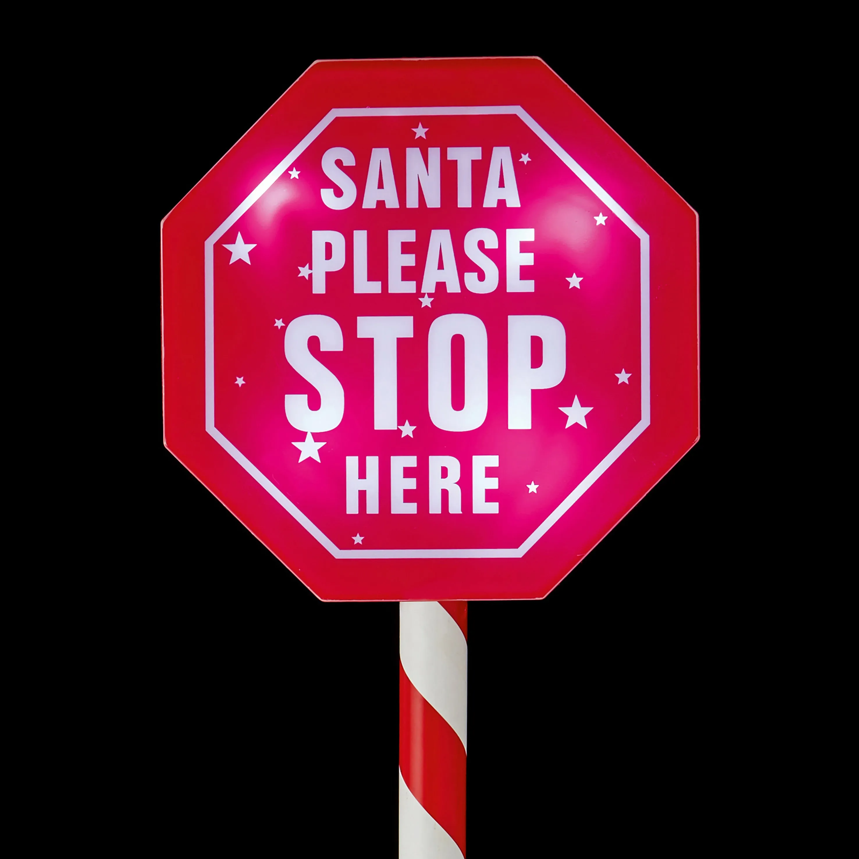 80cm Santa Please Stop Here Stake - White LEDs