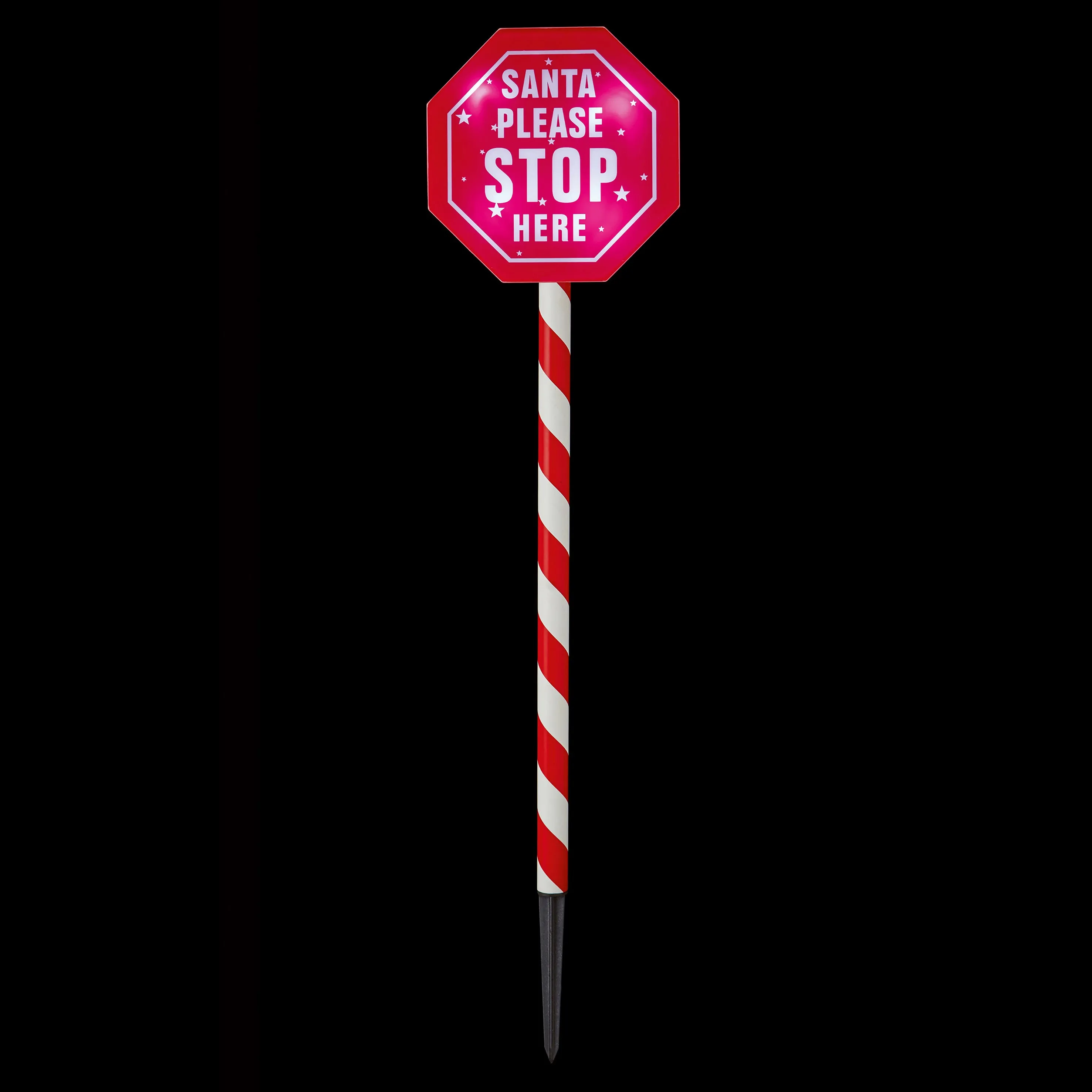 80cm Santa Please Stop Here Stake - White LEDs