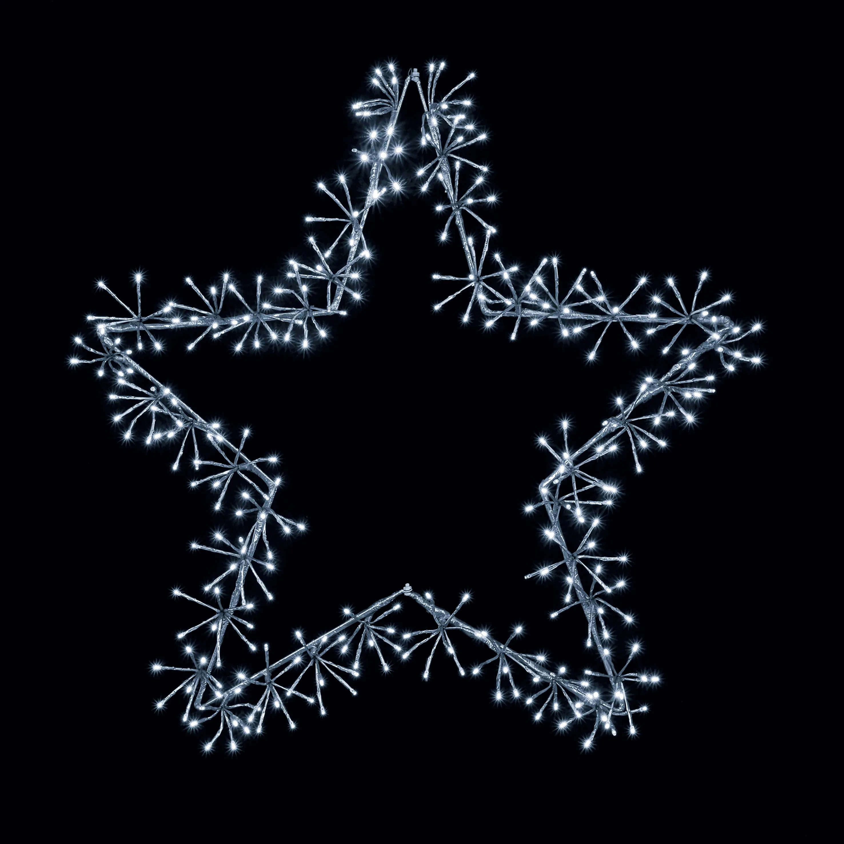90cm Silver Star with 320 White Cluster LEDs and Timer