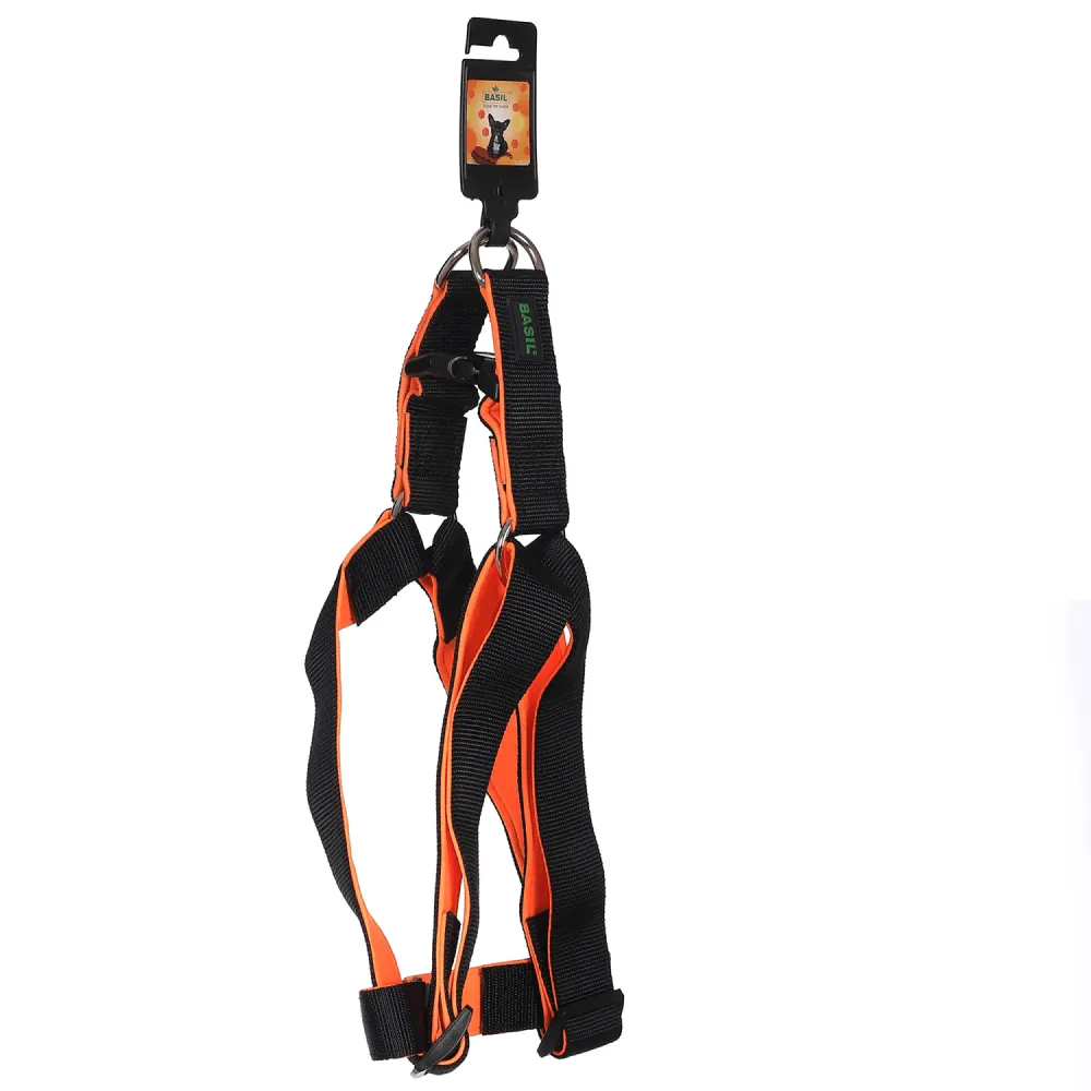 Basil Nylon Padded Adjustable Harness for Dogs (Black)