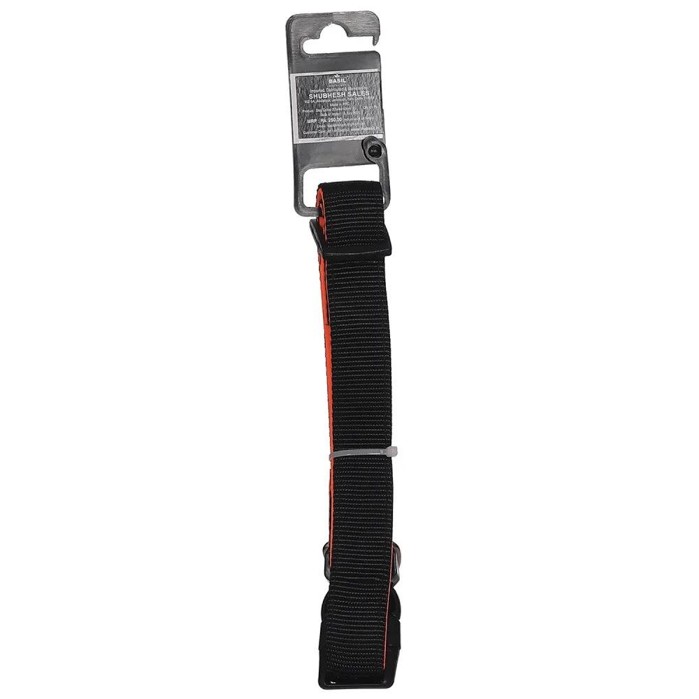 Basil Nylon Padded Adjustable Harness, Nylon Padded Leash and Padded Collar for Dogs Combo (Black) - L
