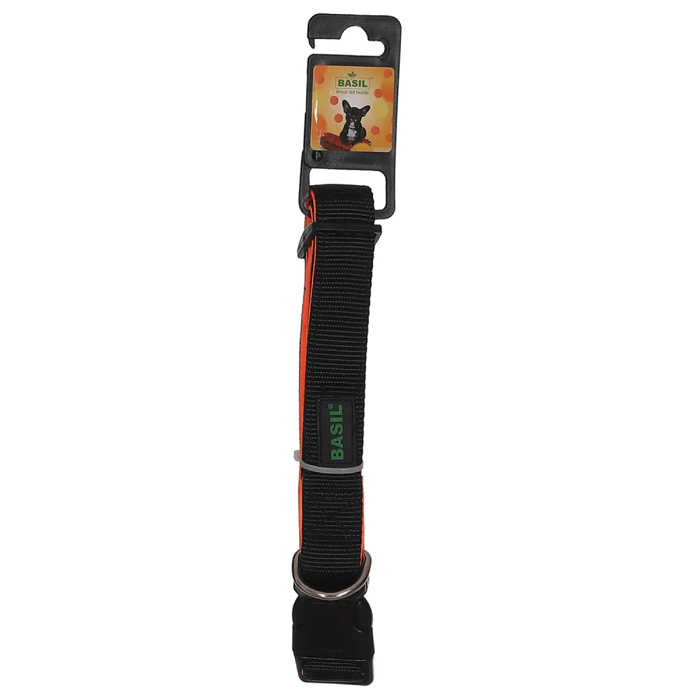 Basil Nylon Padded Adjustable Harness, Nylon Padded Leash and Padded Collar for Dogs Combo (Black) - L
