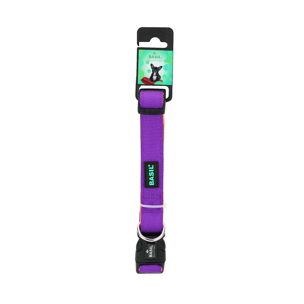 Basil Printed Adjustable Harness, Printed Leash and Nylon Padded Collar for Dogs Combo (Purple) - S