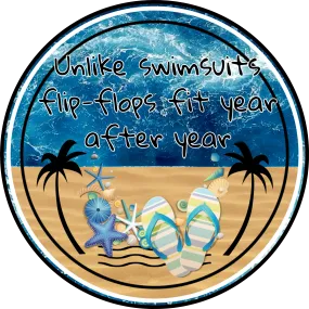 Beach Sign, Wreath Center,  Metal Sign
