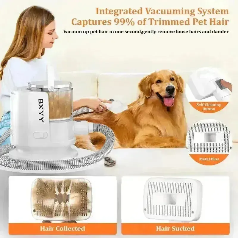 BXYY Dog Grooming Kit & Vacuum, 5-in-1 Pet Hair Collector & Clippers