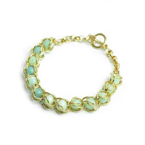 Captured Chain Maille Bracelet Kit - Gold and Amazonite