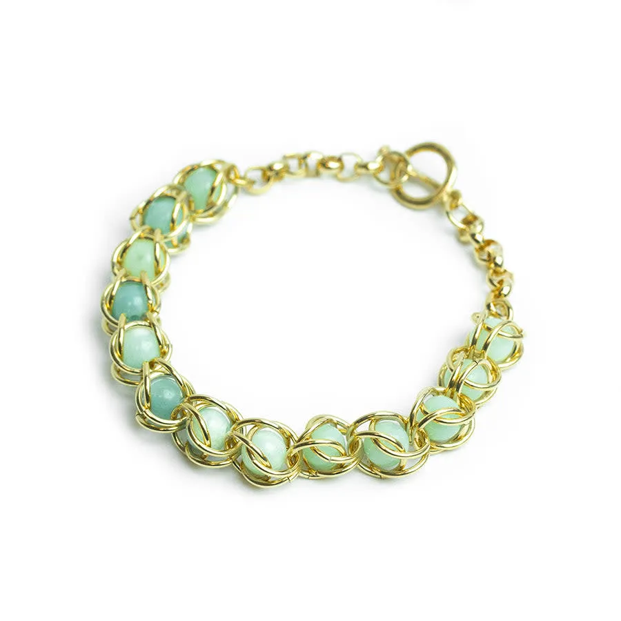 Captured Chain Maille Bracelet Kit - Gold and Amazonite