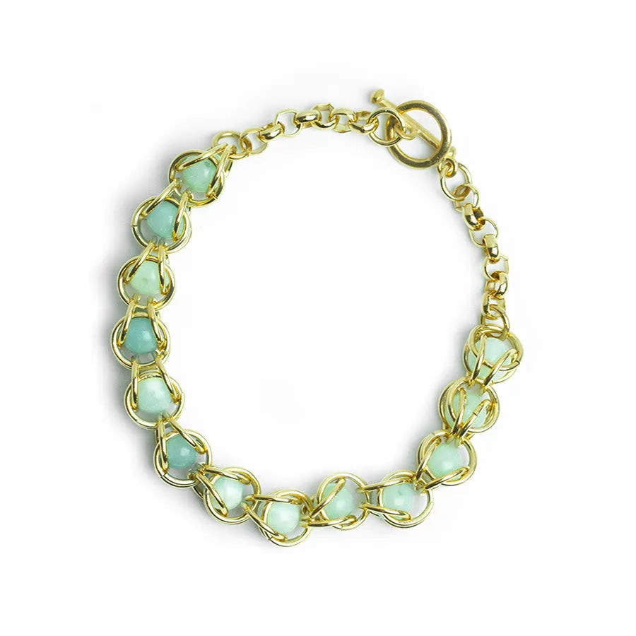 Captured Chain Maille Bracelet Kit - Gold and Amazonite