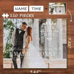 Custom Photo&Name&Time Wedding Rectangle Jigsaw Puzzle Best Indoor Gifts 110 Pieces