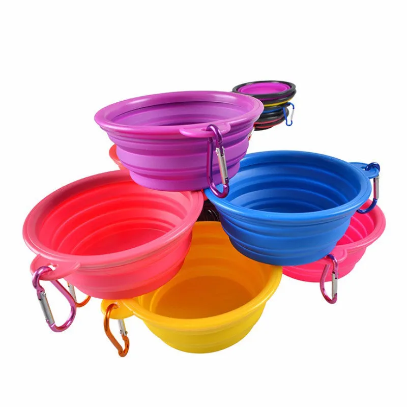 Dog Bowl,Dog Cat Pet Travel Bowl Silicone Collapsible