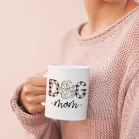 Dog Mom Mug in Pink Roses Pattern