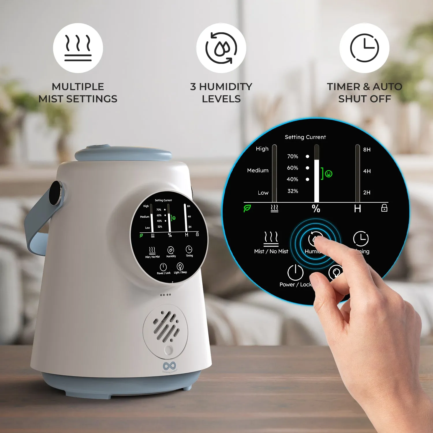 Everlasting Comfort 2.5L Top Fill Humidifier for Plants, Indoor Humidifier for Plants & Flowers, Quiet Humidifier, Easy to Clean & Fill, 20 Hour Run Time, Baby Humidifier
