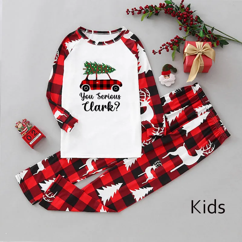 Family matching Christmas pajamas set with truck print