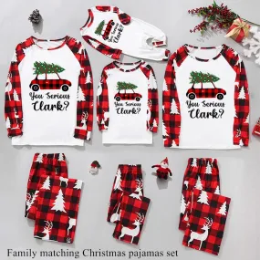 Family matching Christmas pajamas set with truck print