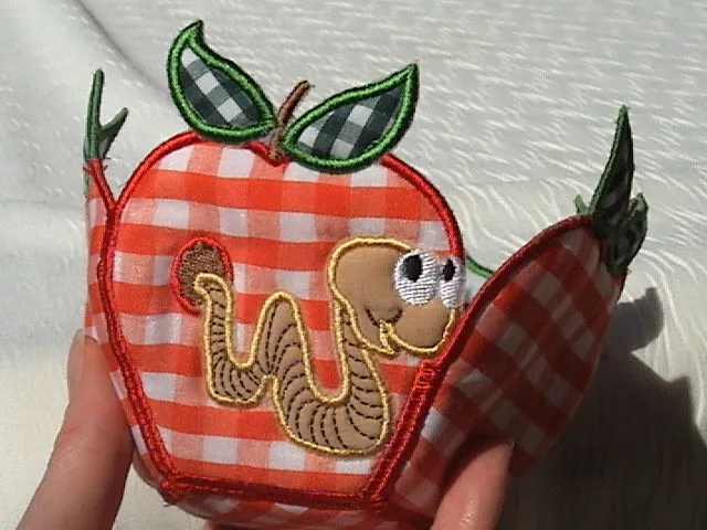 Freestanding Lace and Applique Apple with Worm Bowls