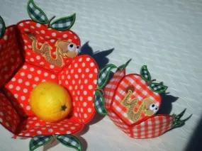 Freestanding Lace and Applique Apple with Worm Bowls