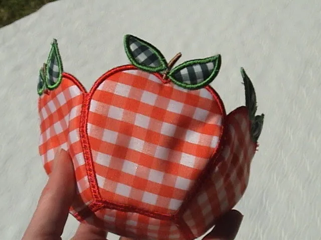 Freestanding Lace and Applique Apple with Worm Bowls