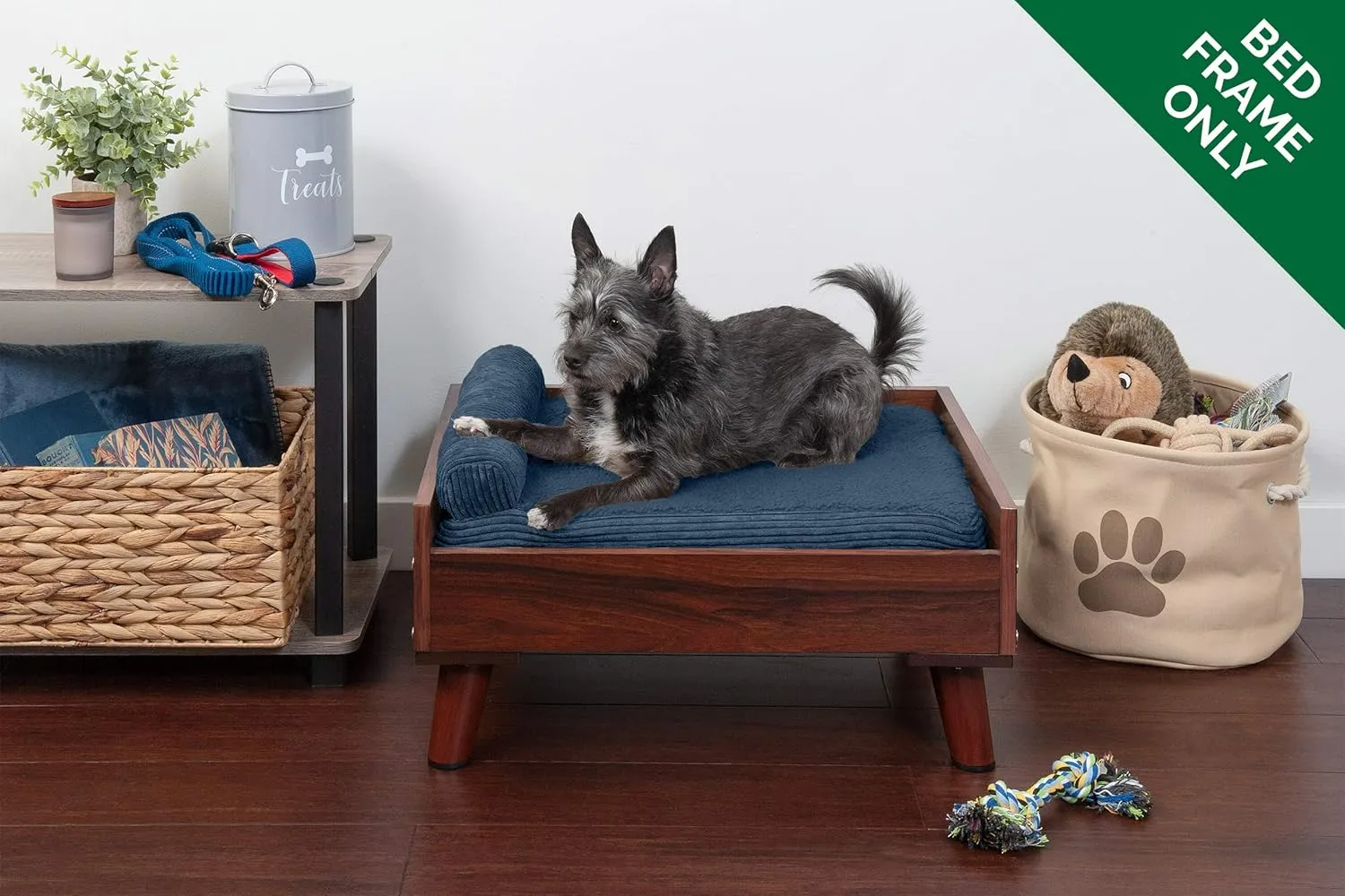 Furhaven Mid-Century Modern Style Elevated Dog Bed Frame - Walnut, Small