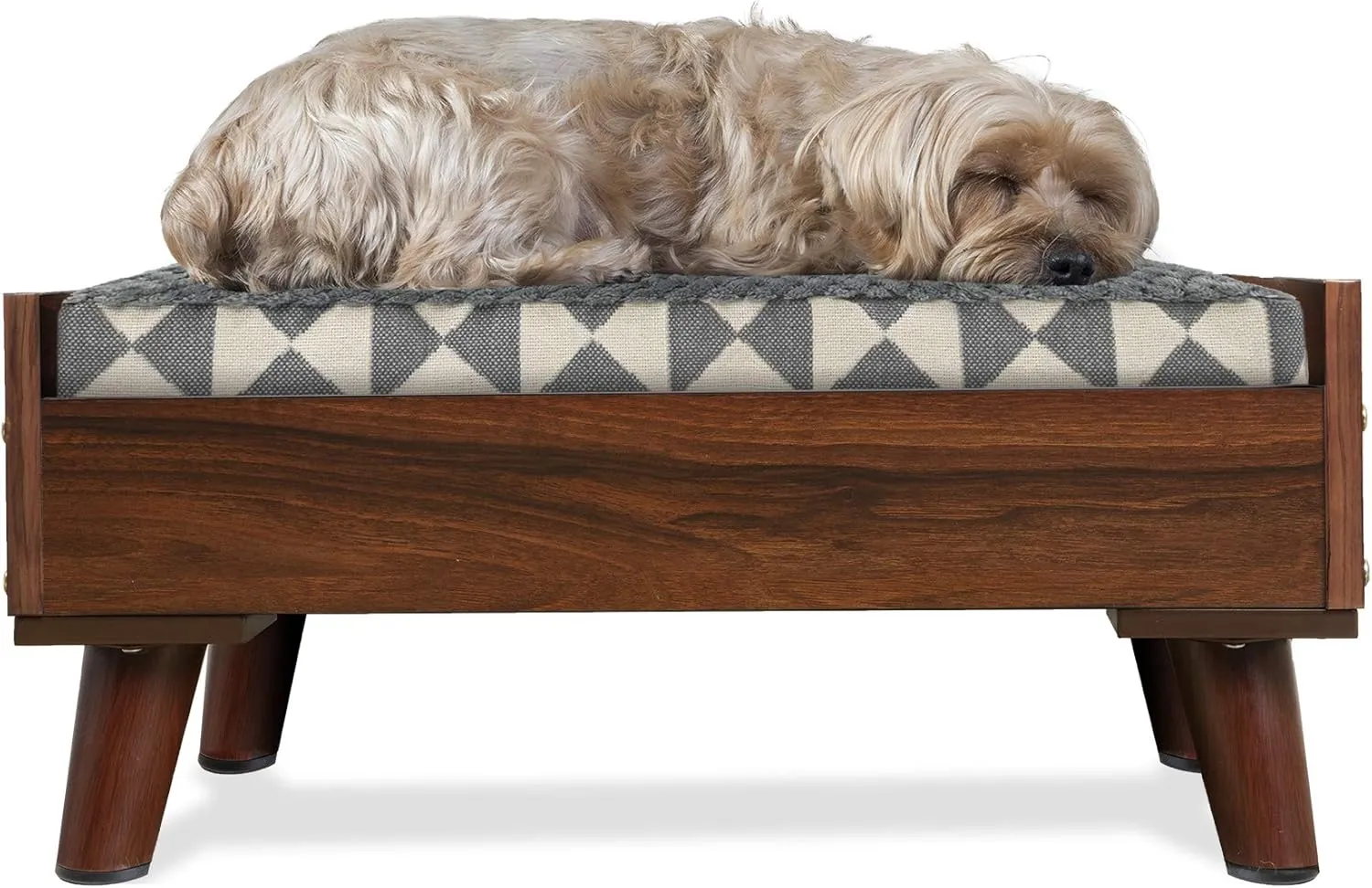 Furhaven Mid-Century Modern Style Elevated Dog Bed Frame - Walnut, Small