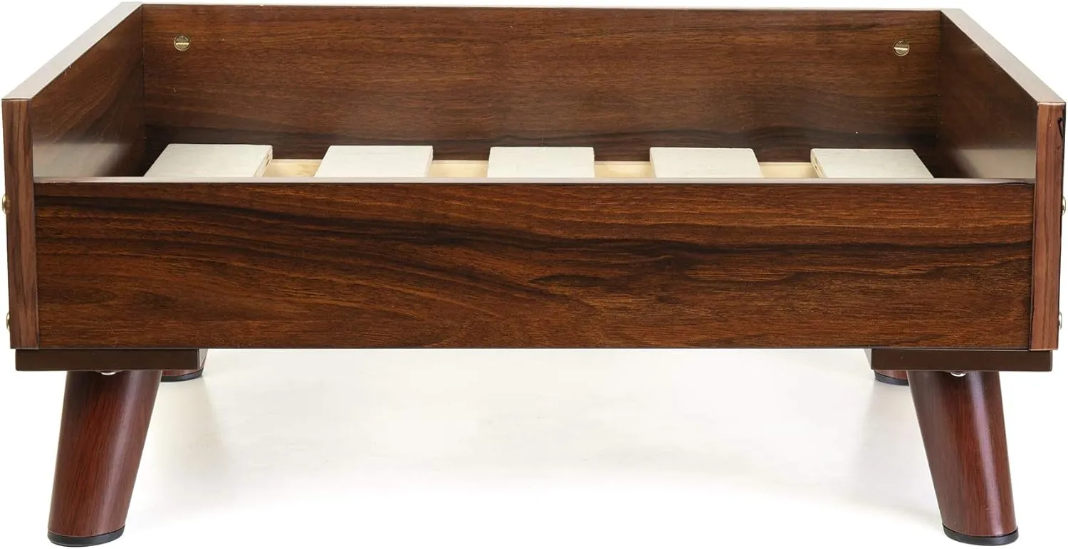 Furhaven Mid-Century Modern Style Elevated Dog Bed Frame - Walnut, Small