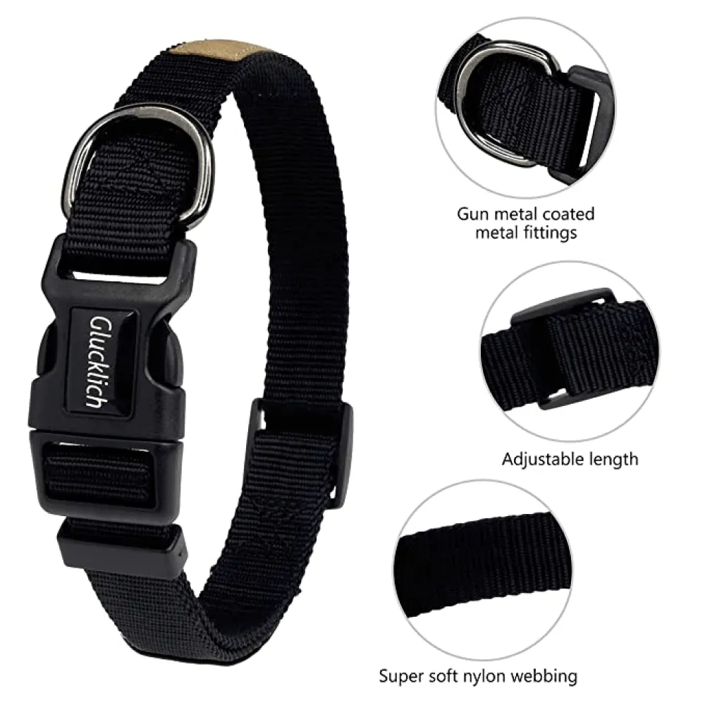 Glucklich Pet Essentials Classic Nylon Collar for Dogs (Black)