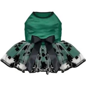 Green and Black Satin Dog Harness Dress
