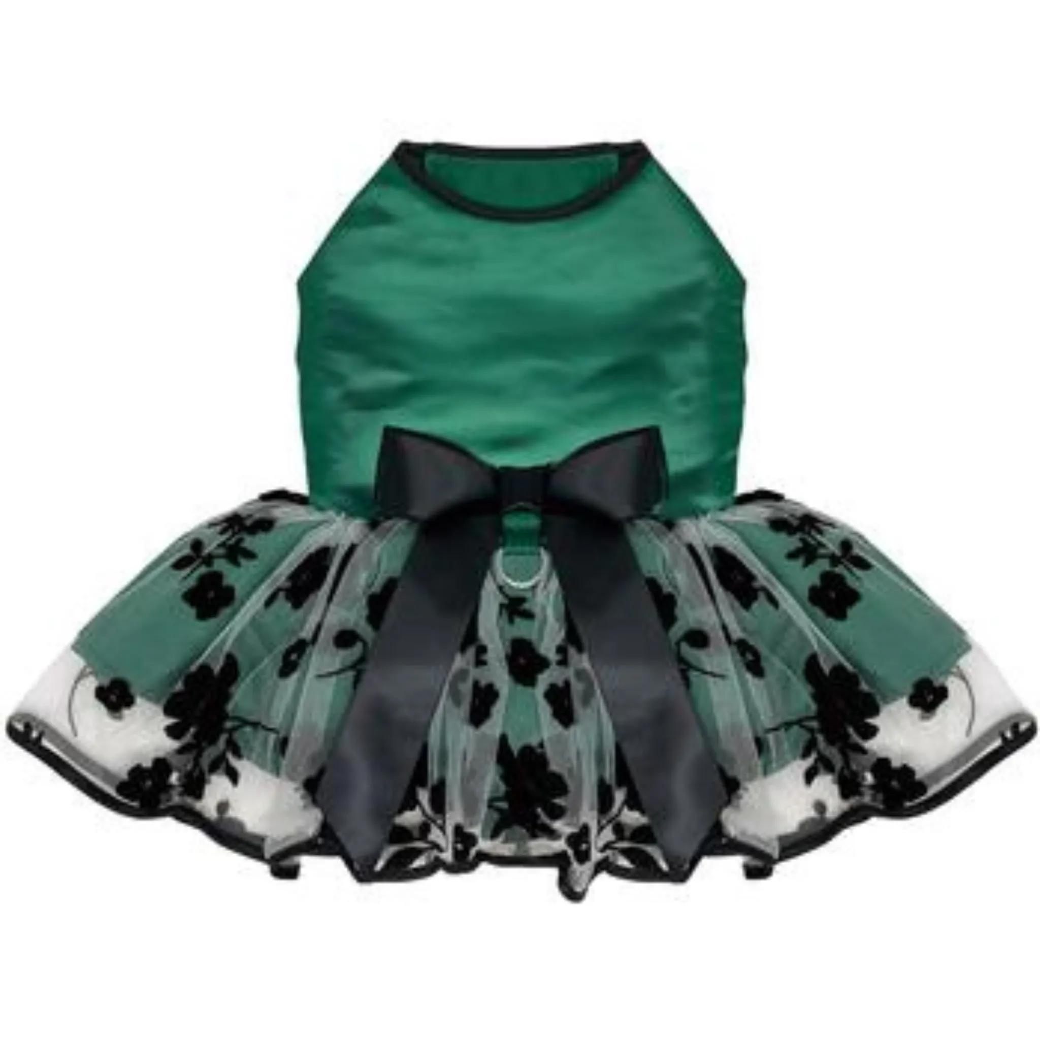 Green and Black Satin Dog Harness Dress