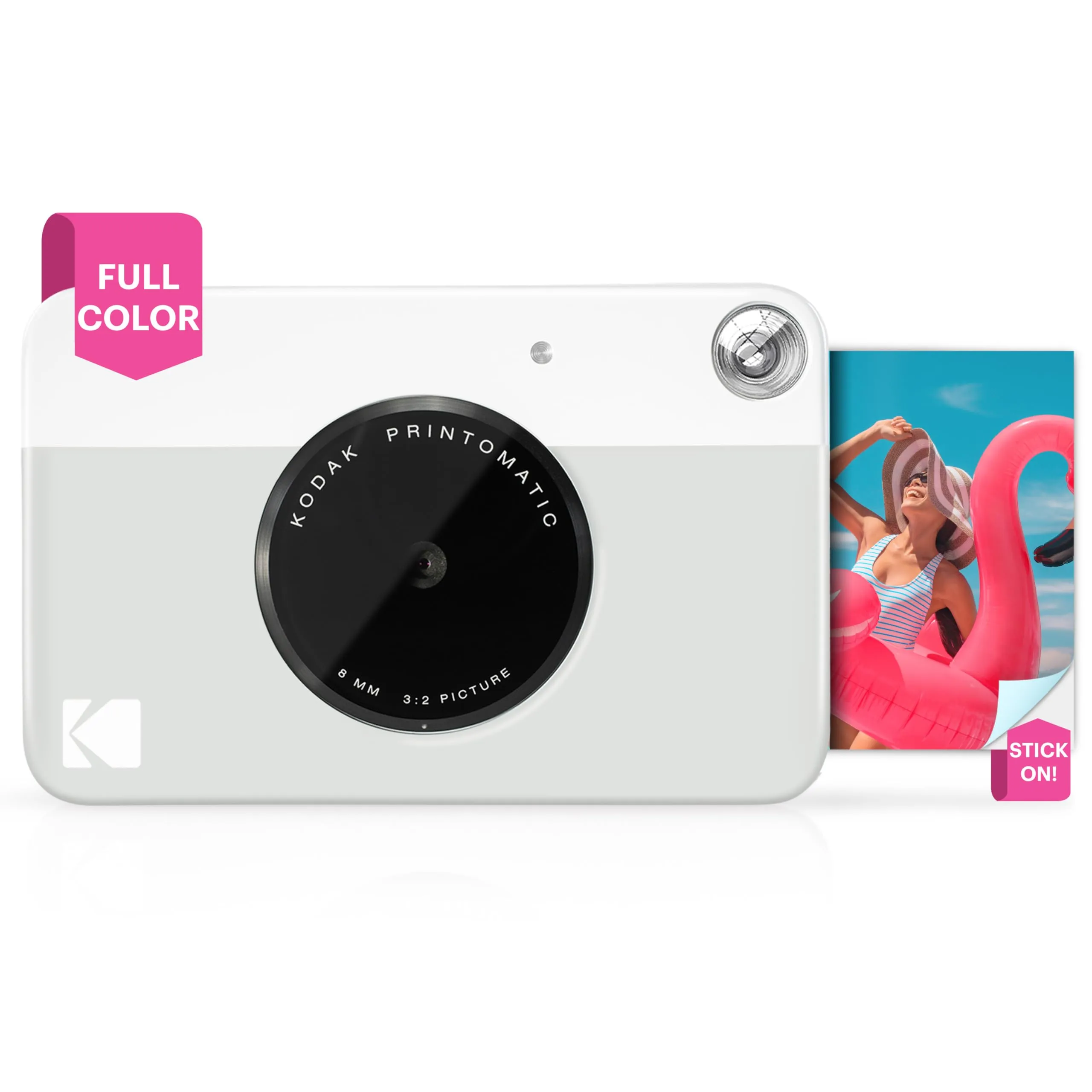 Kodak PRINTOMATIC Digital Instant Print Camera (Grey), Full Color Prints On Zink 2x3 Sticky-Backed Photo Paper - Print Memories Instantly