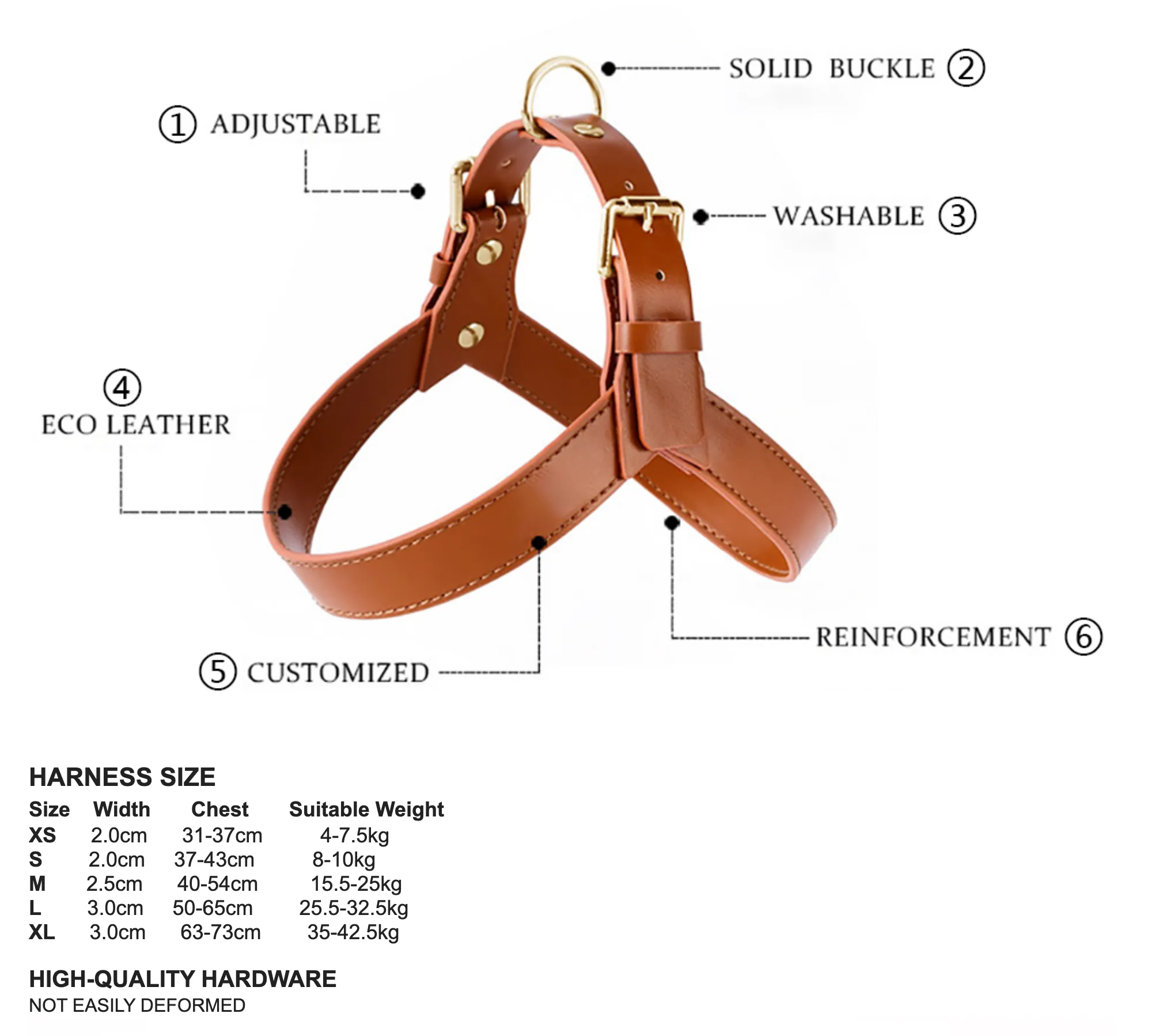 Leather Dog Harness & Leash Set