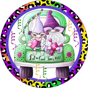 Let The Good Times Roll, Mardi Gras, Mardi Gras Gnomes, Wreath Attachment, Wreath Center
