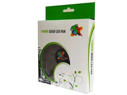 Logisys 140x140x25mm Blue Quad LED Fan CF140BL