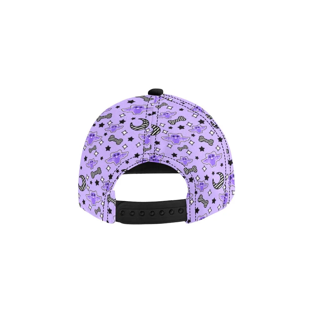 Magical Kawaii Spooky Bats Purple Snapback Hat