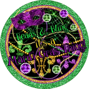 Mardi Gras Beads & Bling Sign, Wreath Attachment, Wreath Center