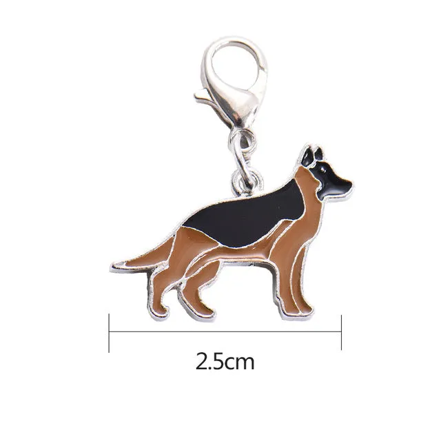 Mini Pet Dog Puppy Collar Pet Identity Tag, Great Dane, German Shepherd, French Bulldog, Hanging Accessory