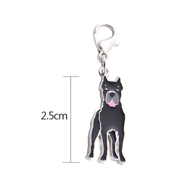 Mini Pet Dog Puppy Collar Pet Identity Tag, Great Dane, German Shepherd, French Bulldog, Hanging Accessory