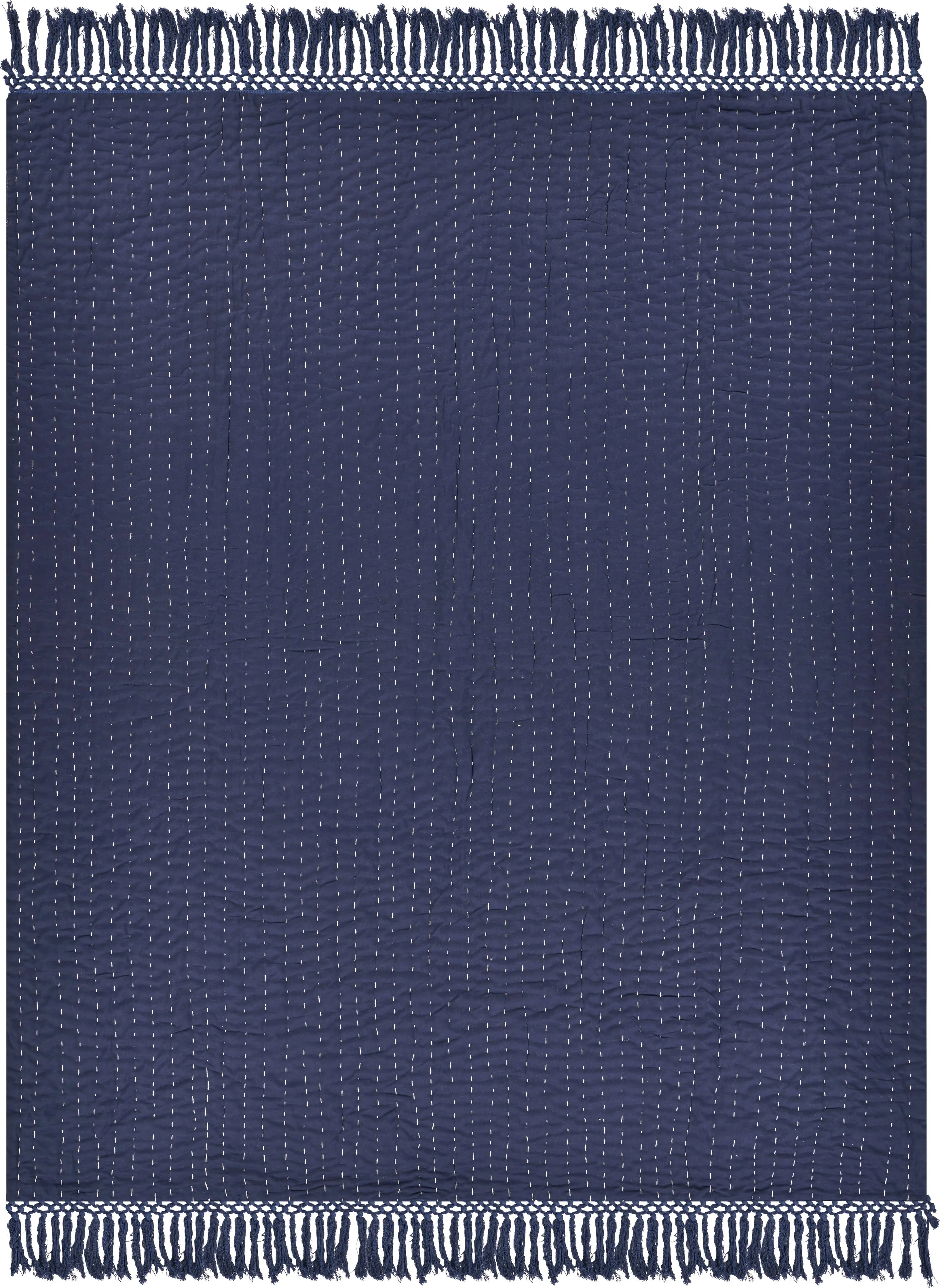 Navy and Off-White Throw Blanket