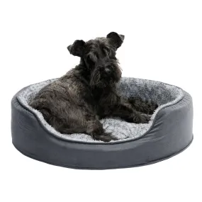 Oval Dog Bed - Two-Tone Faux Fur & Suede