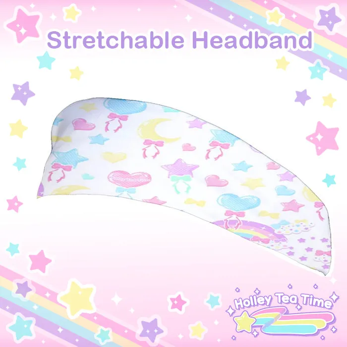 Pastel Party White Stretchable Headband [Made To Order]
