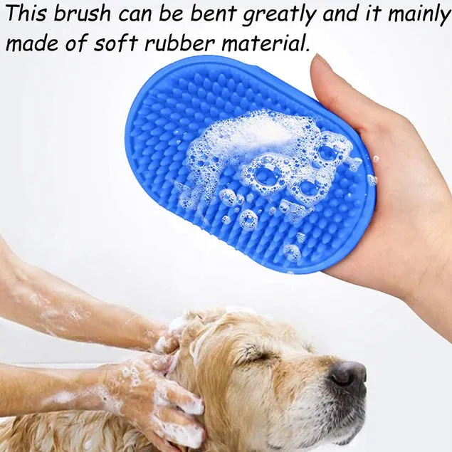 Pet Massage Rubber Bath Brush for Dogs, Cats, Rabbit, &amp; Hamster | Grooming Shampoo Washing Hand Brush - 1 Piece